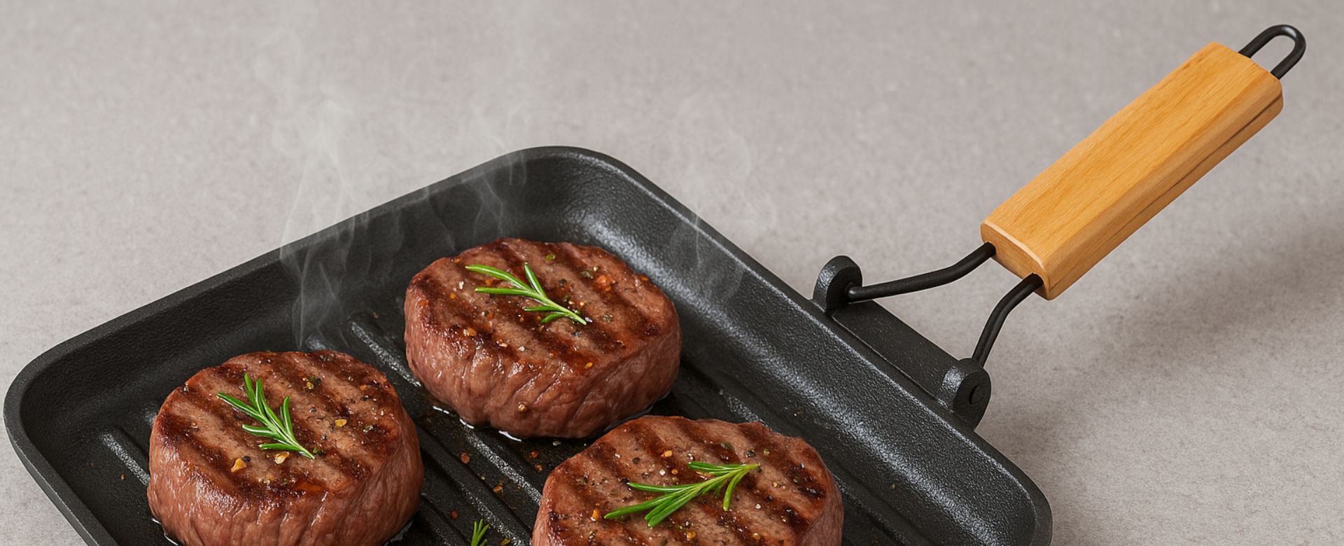 Cast iron grill pan with foldable handle